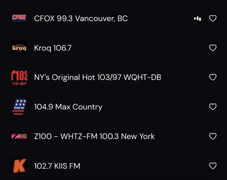 Save your favorite radio stations for quick access